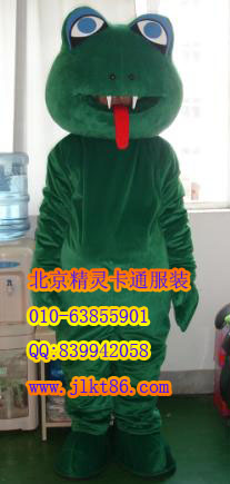 供应北京精灵卡通服装,行走人偶服饰,绿蛇卡通服装