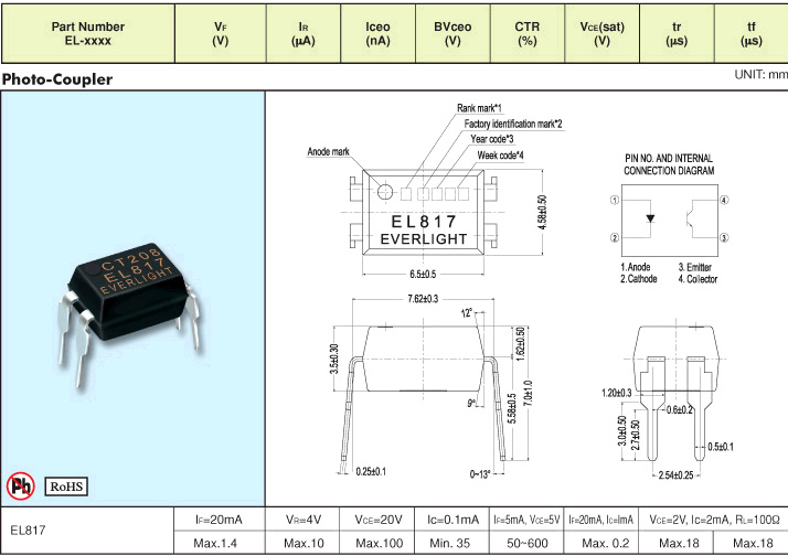 光耦el817a,el817b,el817c,el817d,el817d(s)