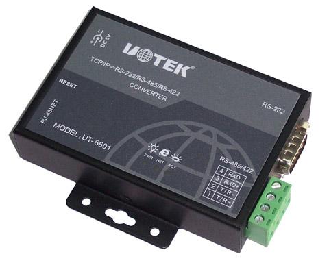 10/100MTCP/IP到单口RS-232/422/485串口服务器型号:UT-6601