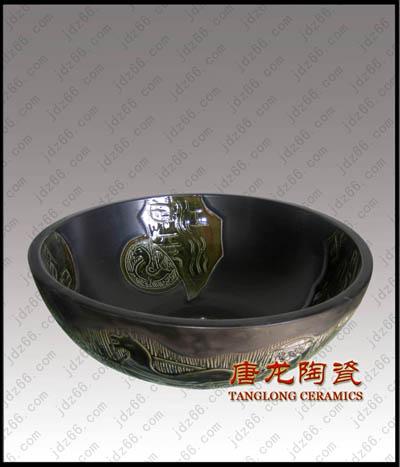 出售陶瓷洗脸盆,乌金釉陶瓷洗脸