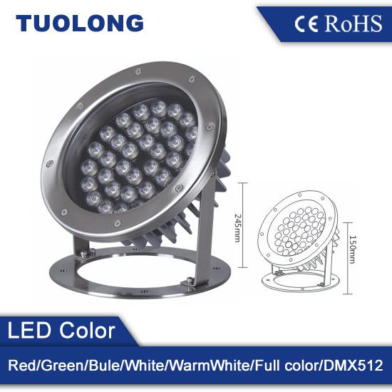 36*1W大功率LED水底灯全彩DMX512外控控制全彩水底灯接线方式