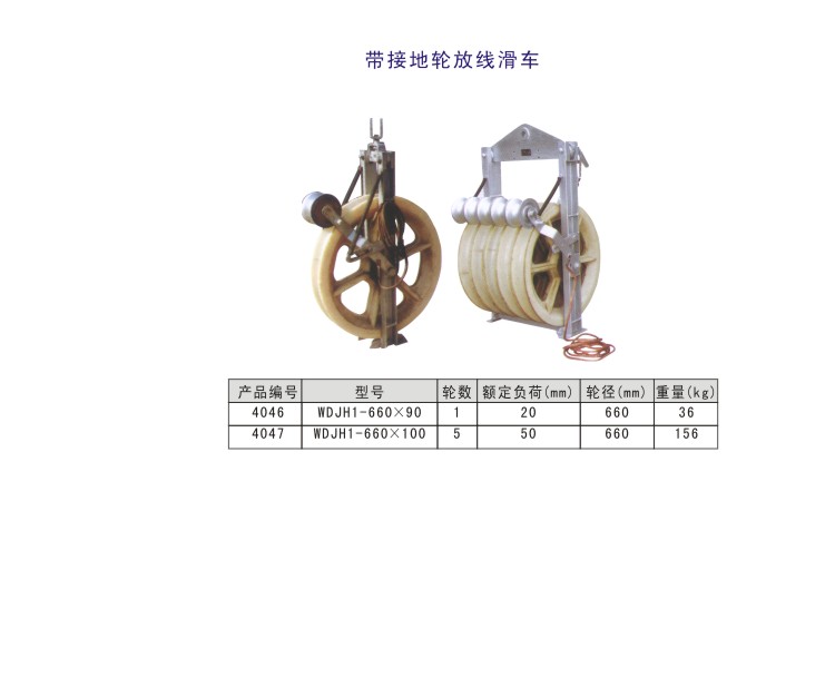 供应带接地轮放线滑车-电力机具