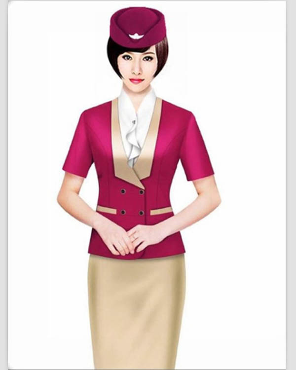 航空铁路制服,长袖衬衫,女裙套装,