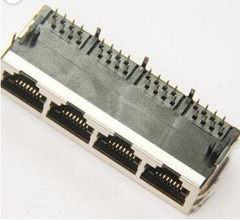 兴伸展电子1×410P8C插座/RJ45 JACK四连体/磷青铜插座/RJ45连接器网络插座/网络接口母座