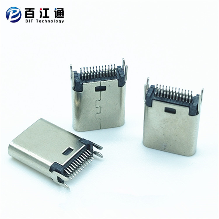3.1 TYPE-C夹板24P母座 大鱼叉K脚 typec转接头插座10.5-9.3mm