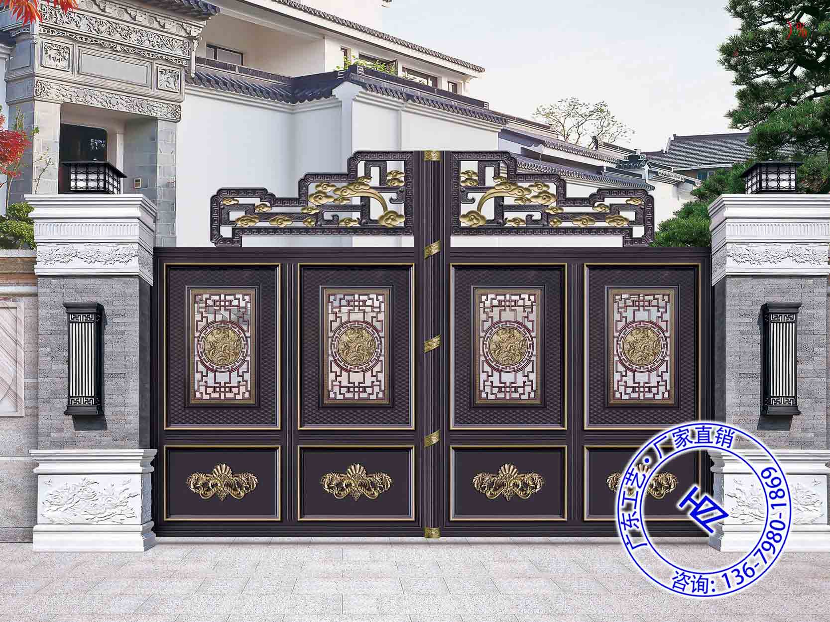 院子大门进水别墅瓷砖大门图