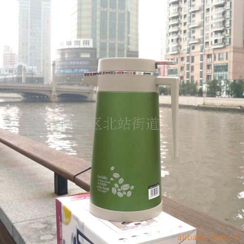 不锈钢玻璃内胆保温瓶保温壶热水瓶1.3升碧绿