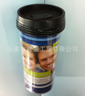厂家广告杯双层塑料随意更换卡纸2元特价