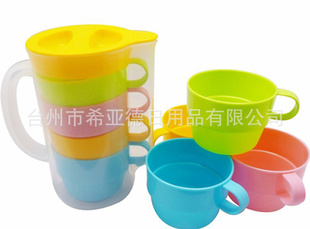 厂家直销四杯一壶塑料水壶冷水壶塑料套杯塑料运动水壶