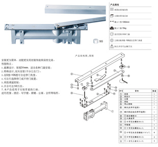 重型隐藏式 闭门器