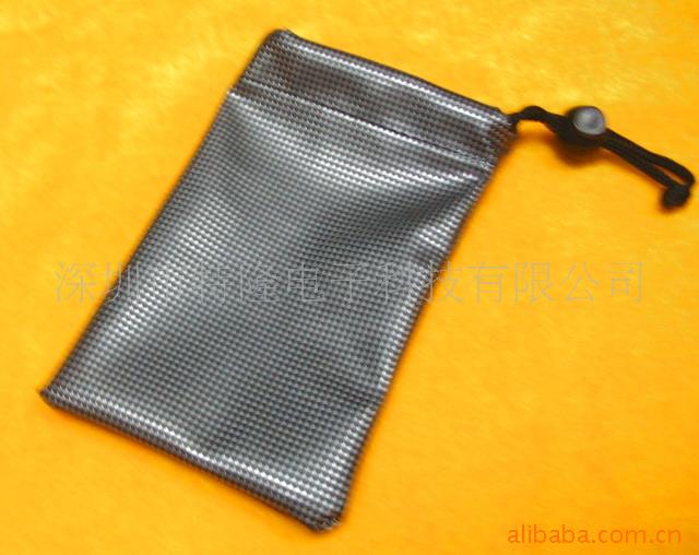 绒布袋,仿皮格子绒布袋,双边束口绒布袋