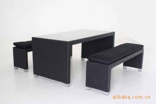铝管藤编花园长凳休闲家具6257