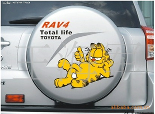 汽车备胎贴加菲猫反光贴RAV4贴RAV4备胎