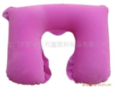 厂家全环保PVC充气植绒枕植绒充气枕定做