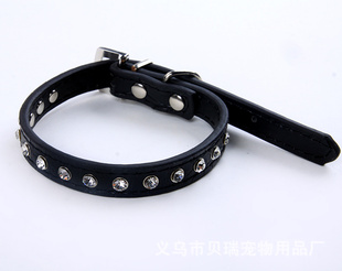 (厂家直销)批发单排钻鳄鱼纹宠物项圈宠物用品(2.0*42)