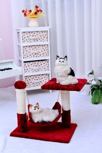 宠物用品麻猫爬架双层猫树窝猫抓板宠物猫跳台猫爪柱猫吊床D9