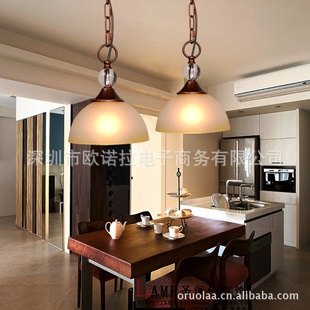 吧台吊灯餐厅过道走廊楼道门厅玄关灯朝下线吊灯批发仿古美式吊灯