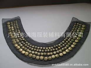厂家直供手工钉铜片衣领领花饰品加工