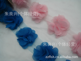 韩版胸花头花雪纺花激光花边条码肩章