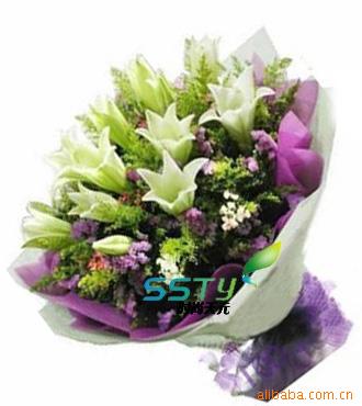 清纯如你茂名市鲜花速递/12枝铁泡百合/生日礼品