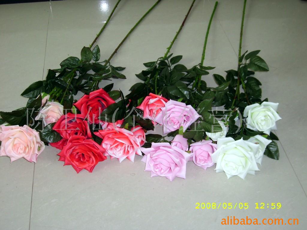 单支玫瑰花,仿真花,人造花,绢花,丝花,假花