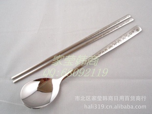 大量现货批发韩国进口激光碎花不锈钢勺筷,叉,勺,筷,签