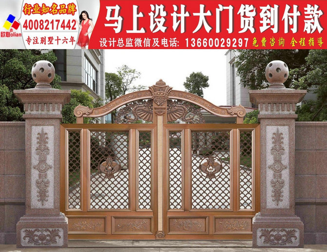 别墅大门图片大全农村庭院围墙铁艺大门图片