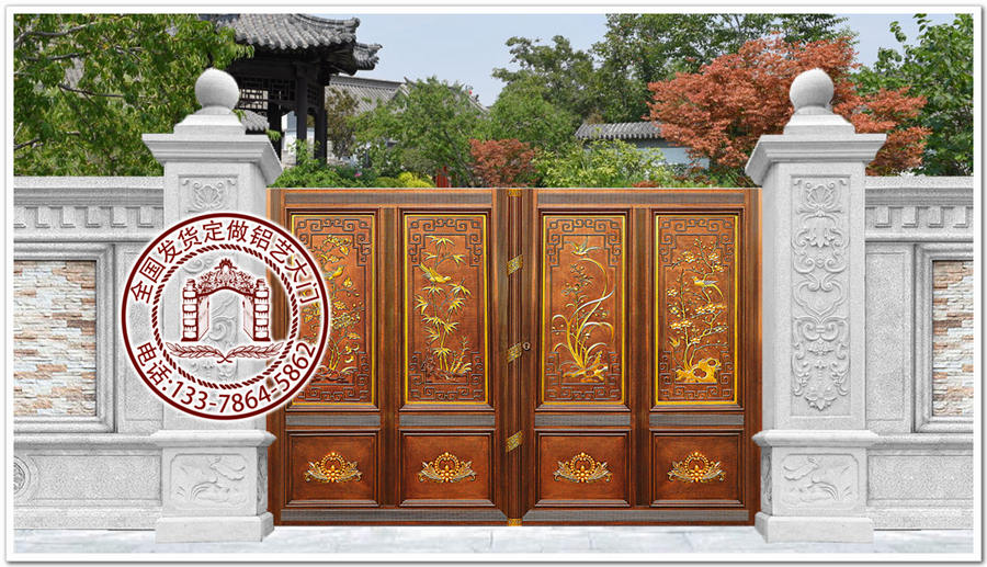 农村气派大门绣口锦心铁艺大门图片