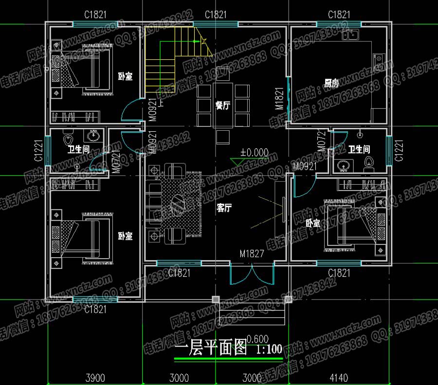 15万乡村14x11米一层带阁楼层小洋楼设计图效果图