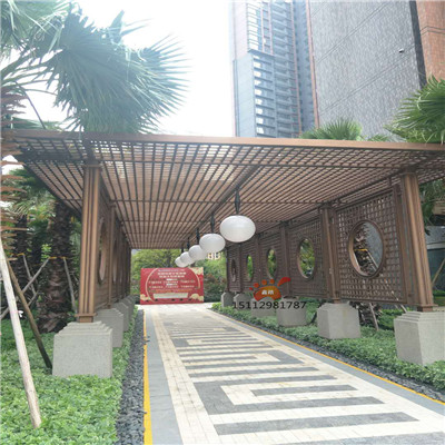 户外不锈钢廊架屏风售楼部装饰发展前景安装实例