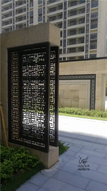 小区大门入口艺术不锈钢景墙隔断