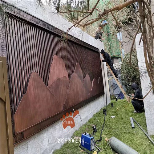 户外金属景观背景墙,大型金属景墙格栅佛山厂家均可定制