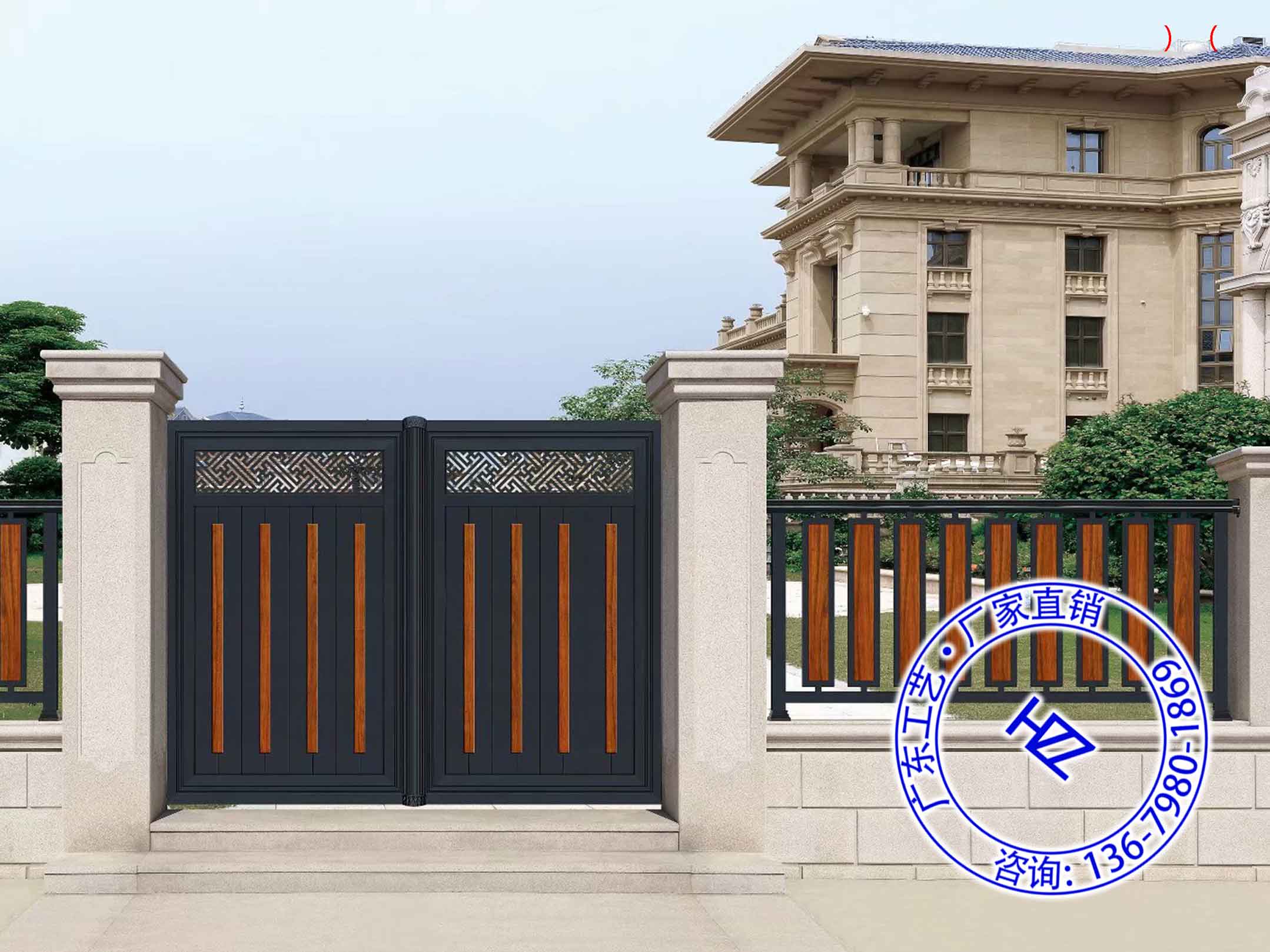 大门院子的墙别墅后门对大门