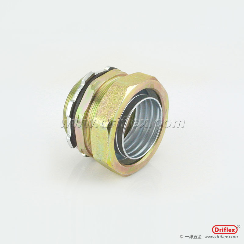 金属软管直接头六角软管连接器铁镀锌材质含橡胶垫圈