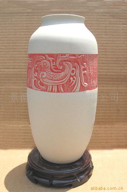 景德镇花瓶,浮雕,朱雀,辟邪镇宅