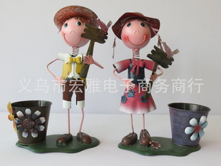 外贸设计纯手工铁皮情侣铁娃娃金属工艺品