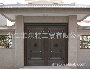 销豪华别墅防盗金属铜门,铜门实景,菲尔特设计