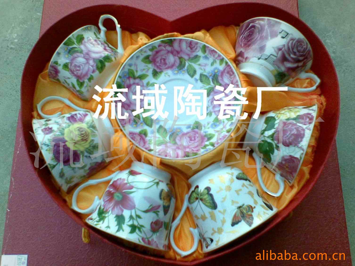 陶瓷六咖啡杯碟,广告促销,茶具,镀金