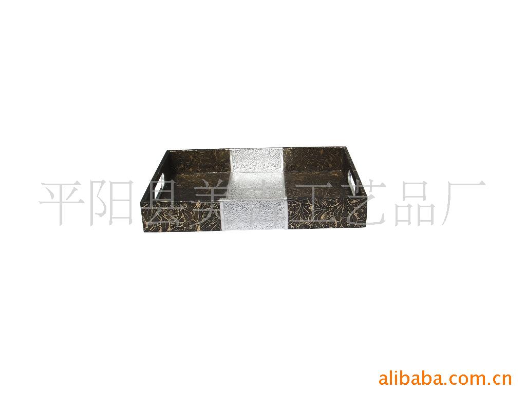 仿皮花纹式托盘客厅水果盘