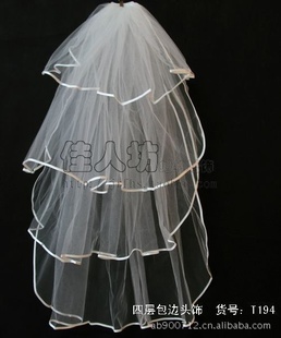 批发婚纱头纱新娘头饰影楼必备头饰四层包边头饰t194