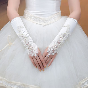 新娘手套、礼服手套、婚纱手套蕾丝珠片手套