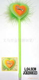 三层桃心羽毛笔,桃心可印Logo羽毛笔,羽毛圆珠笔