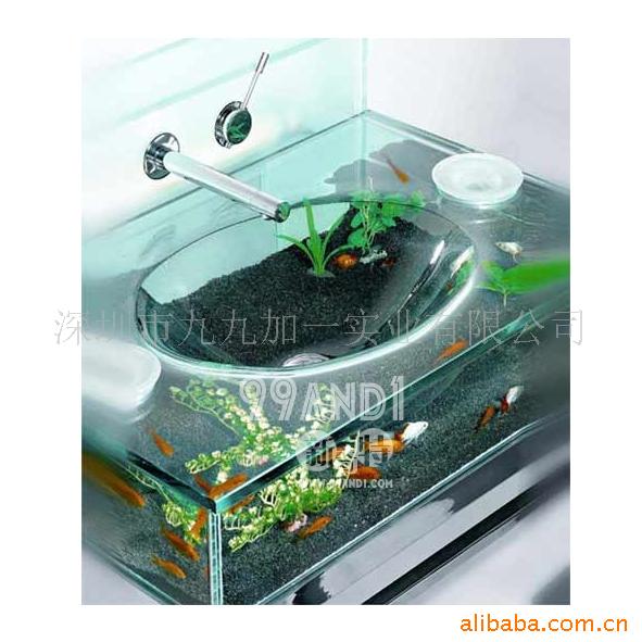 浴室用品、洗脸盆(带漂亮鱼缸)