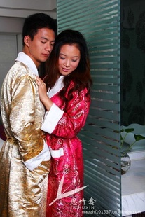 思竹鑫浴袍竹纤维情侣浴袍竹纤维美体经编锦缎家居服