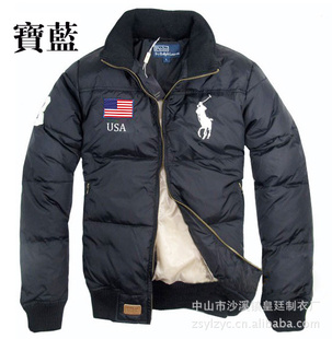 羽绒服批发男士polo羽绒服立领加厚羽绒服美国旗羽绒服