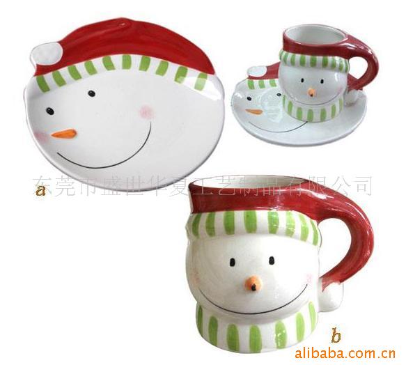 雪人餐盘,圣诞礼品,果盘,餐具,盘子,陶瓷盘