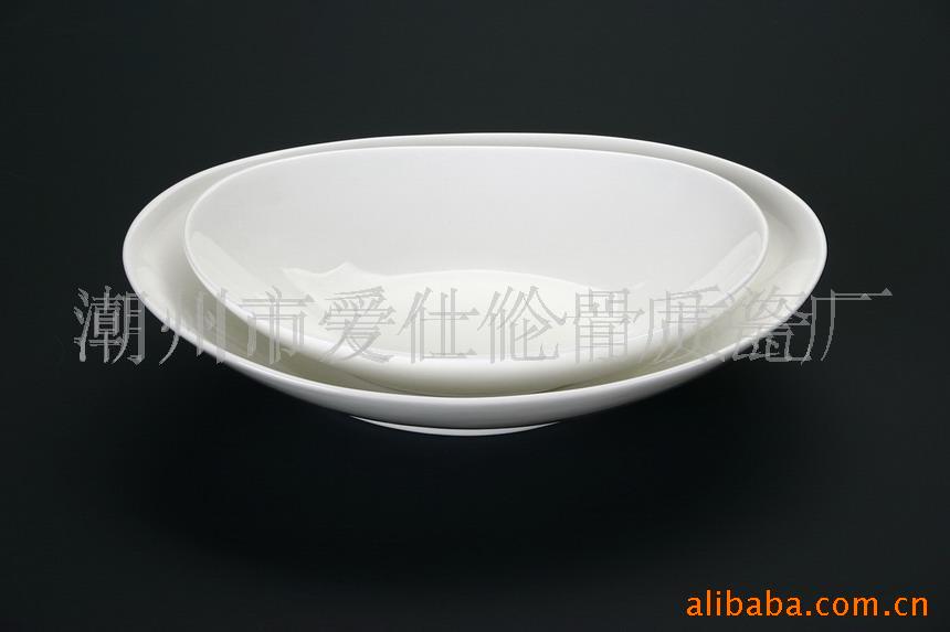 骨瓷、酒店陶瓷、骨瓷白胎旦形水果盘(图)