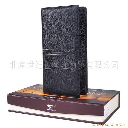 批发七匹狼男士长款牛皮钱包Q3256黑