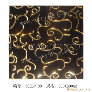 锦尚陶艺生产300x300mm镀金抛晶砖,适合电视背景墙,KTV房