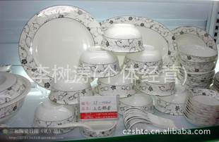 陶瓷骨瓷46头餐具套装玉花雪银日用陶瓷礼品